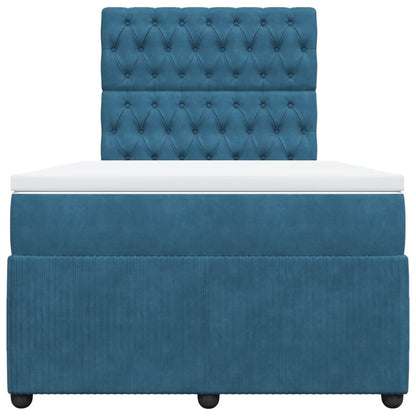 Boxspring met matras fluweel donkerblauw 120x190 cm