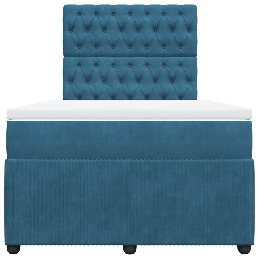 Boxspring met matras fluweel donkerblauw 120x190 cm