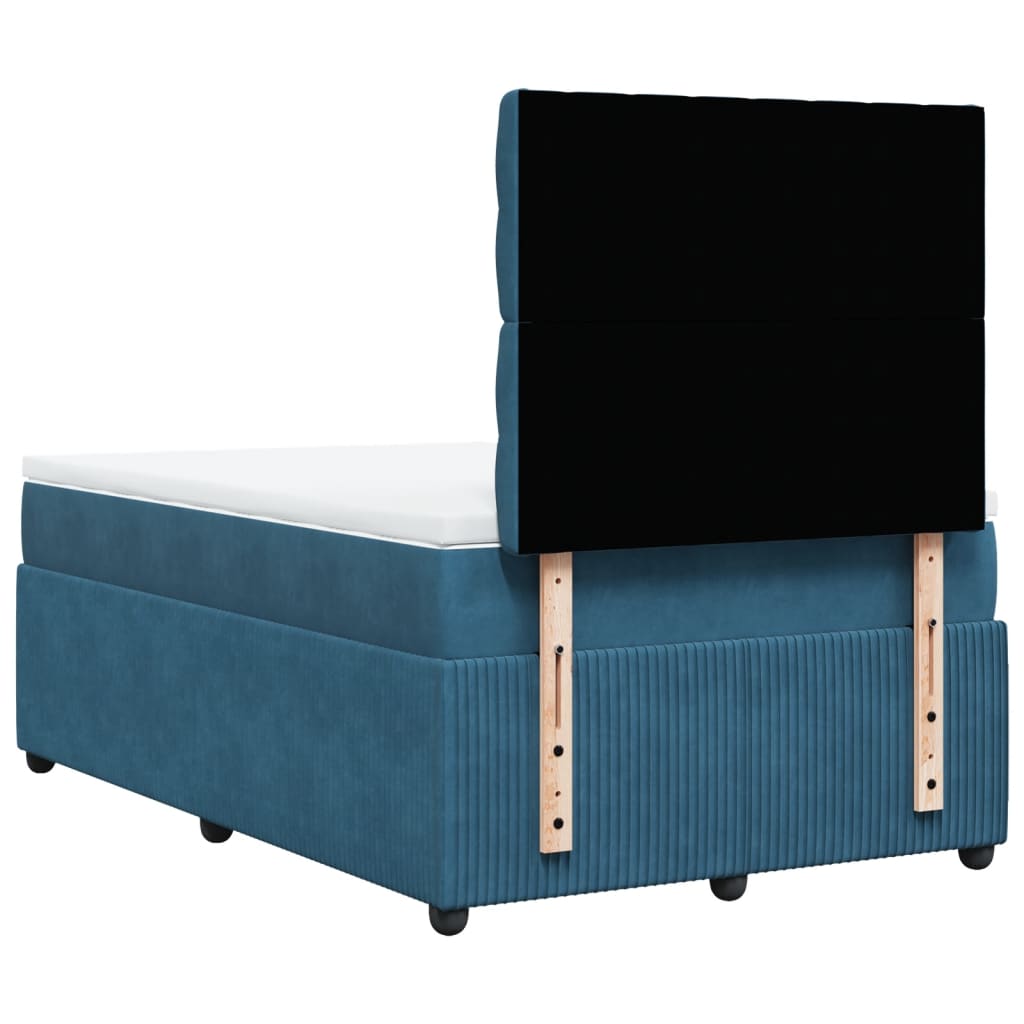 Boxspring met matras fluweel donkerblauw 120x190 cm