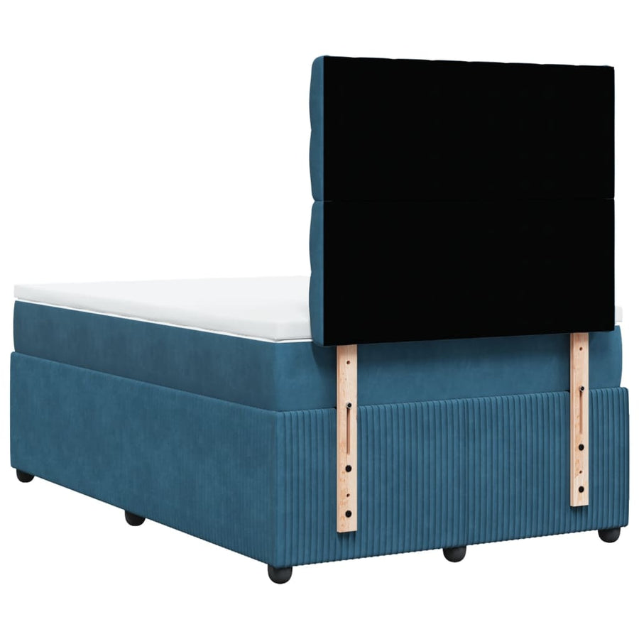 Boxspring met matras fluweel donkerblauw 120x190 cm