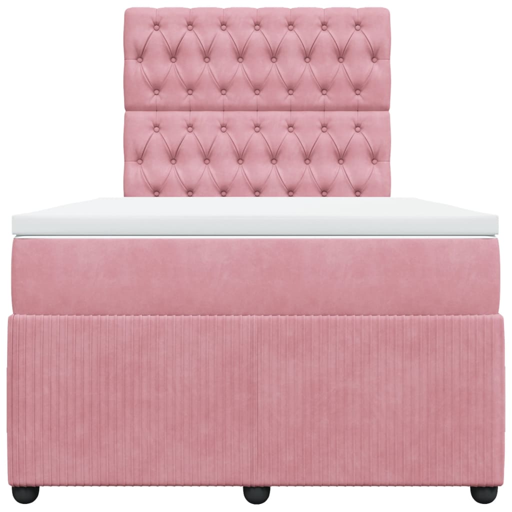 Boxspring met matras fluweel roze 120x190 cm