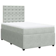 Boxspring met matras fluweel lichtgrijs 120x190 cm