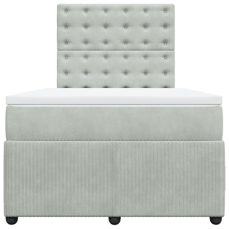 Boxspring met matras fluweel lichtgrijs 120x190 cm