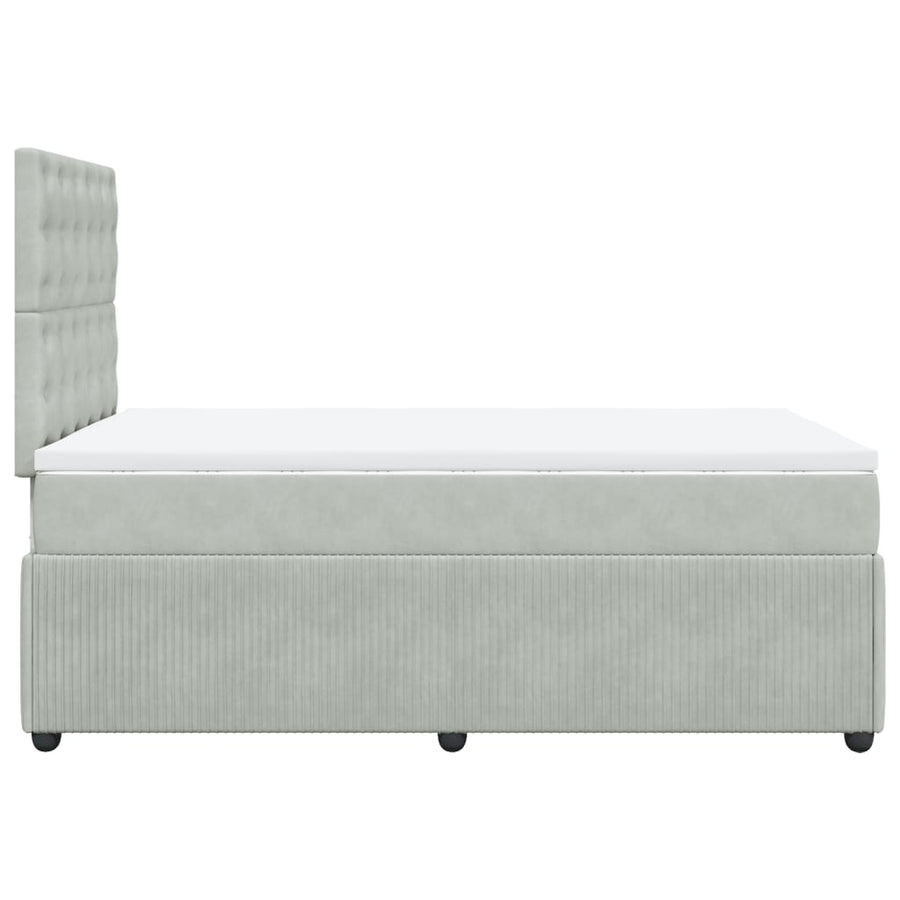 Boxspring met matras fluweel lichtgrijs 120x190 cm