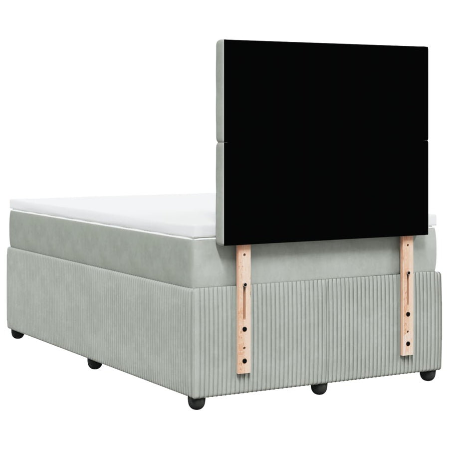 Boxspring met matras fluweel lichtgrijs 120x190 cm