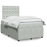 Box spring with mattress velvet light grey 120x190 cm
