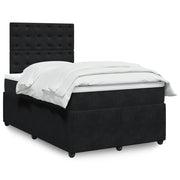 Box spring with velvet mattress black 120x190 cm