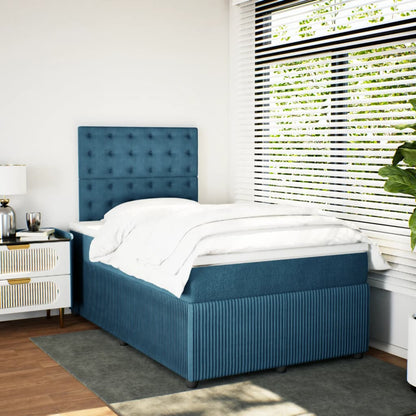 Boxspring met matras fluweel donkerblauw 120x190 cm