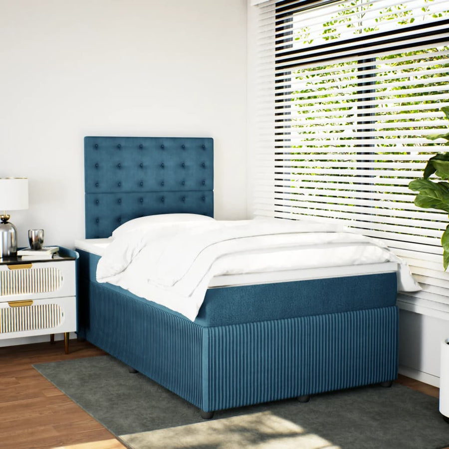 Boxspring met matras fluweel donkerblauw 120x190 cm