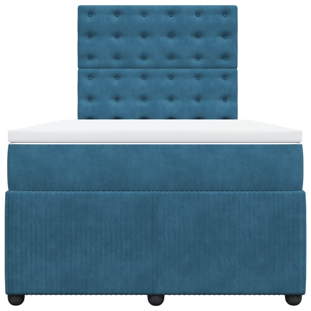 Boxspring met matras fluweel donkerblauw 120x190 cm