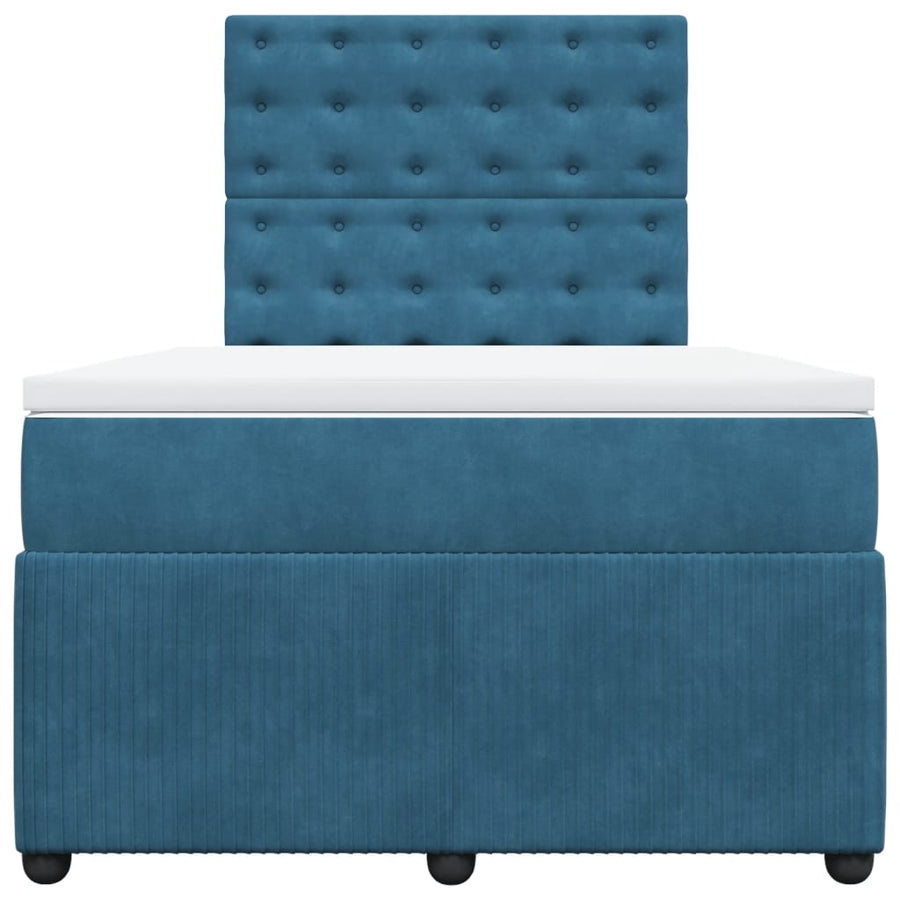 Boxspring met matras fluweel donkerblauw 120x190 cm
