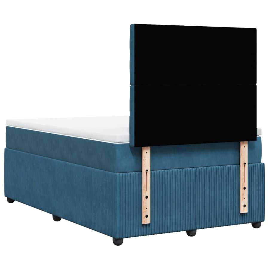 Boxspring met matras fluweel donkerblauw 120x190 cm