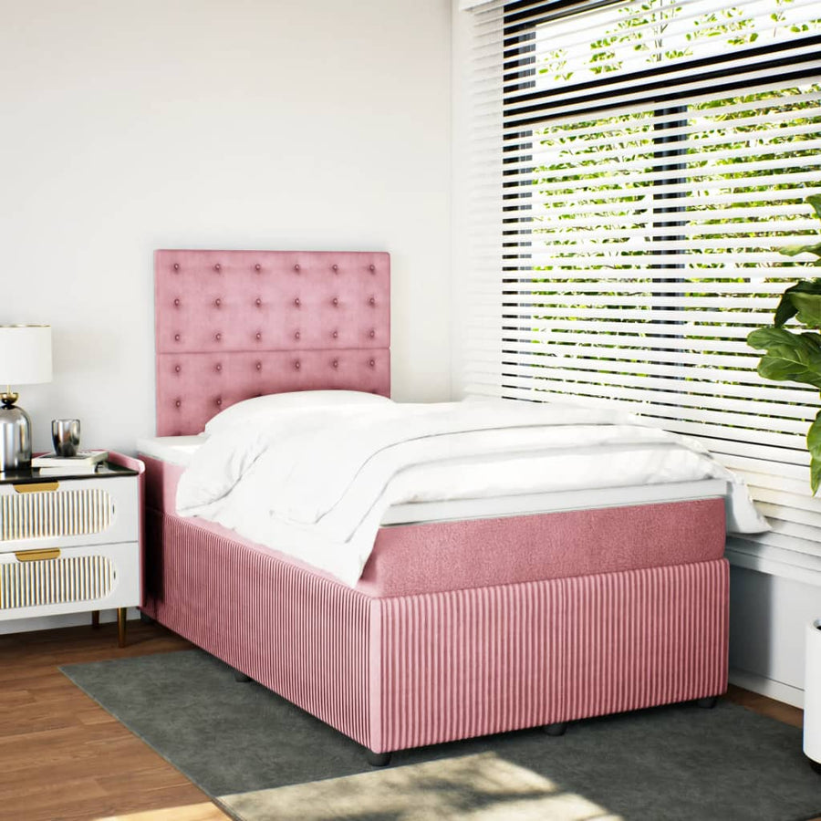 Boxspring met matras fluweel roze 120x190 cm