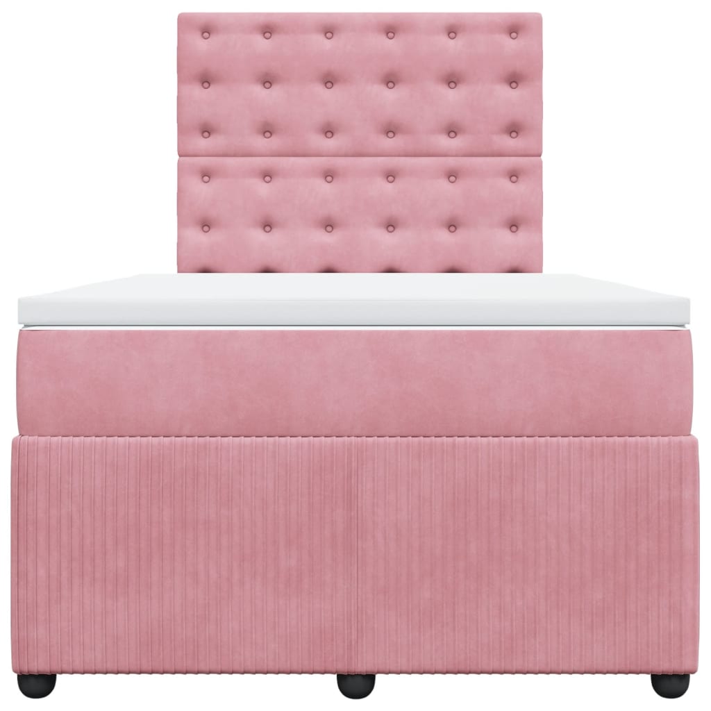 Boxspring met matras fluweel roze 120x190 cm