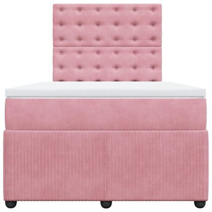 Boxspring met matras fluweel roze 120x190 cm