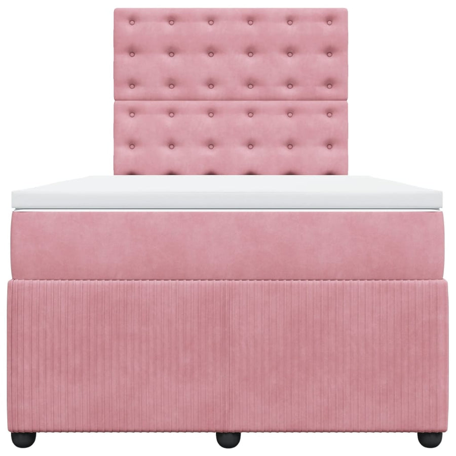 Boxspring met matras fluweel roze 120x190 cm