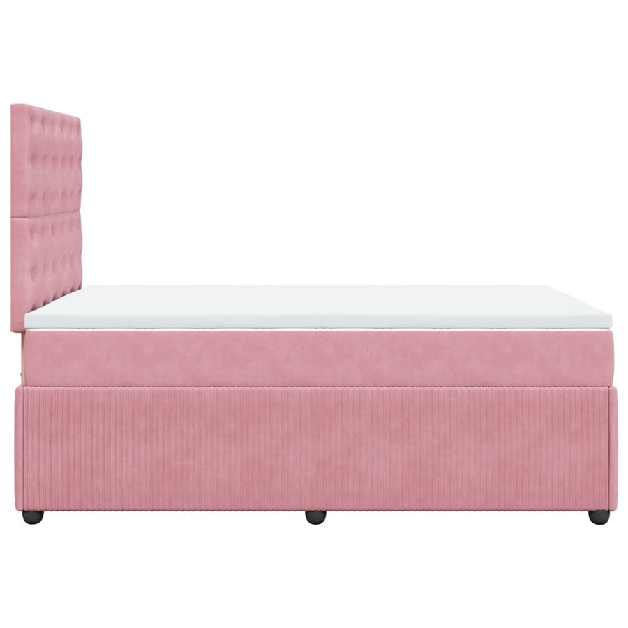 Boxspring met matras fluweel roze 120x190 cm