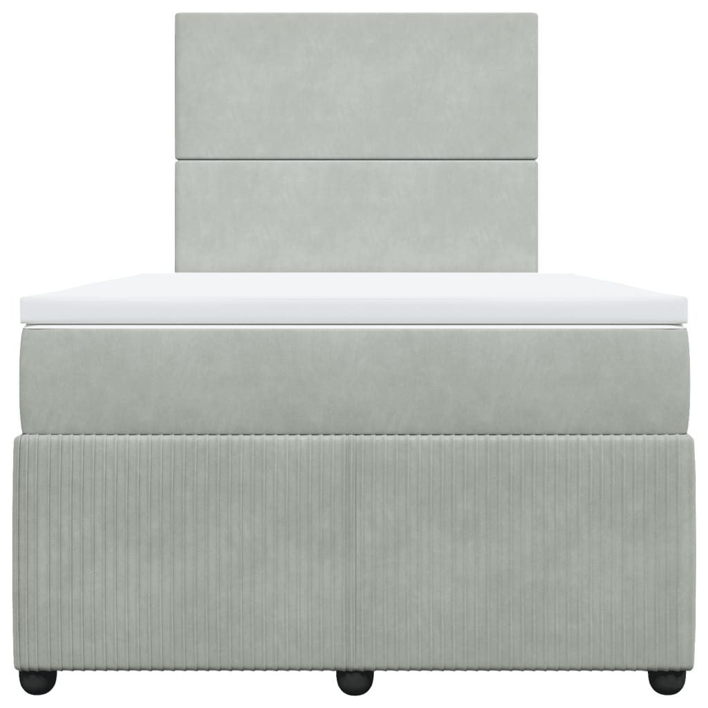 Boxspring met matras fluweel lichtgrijs 120x200 cm
