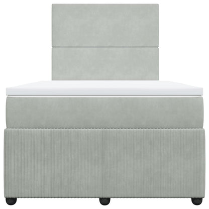 Boxspring met matras fluweel lichtgrijs 120x200 cm