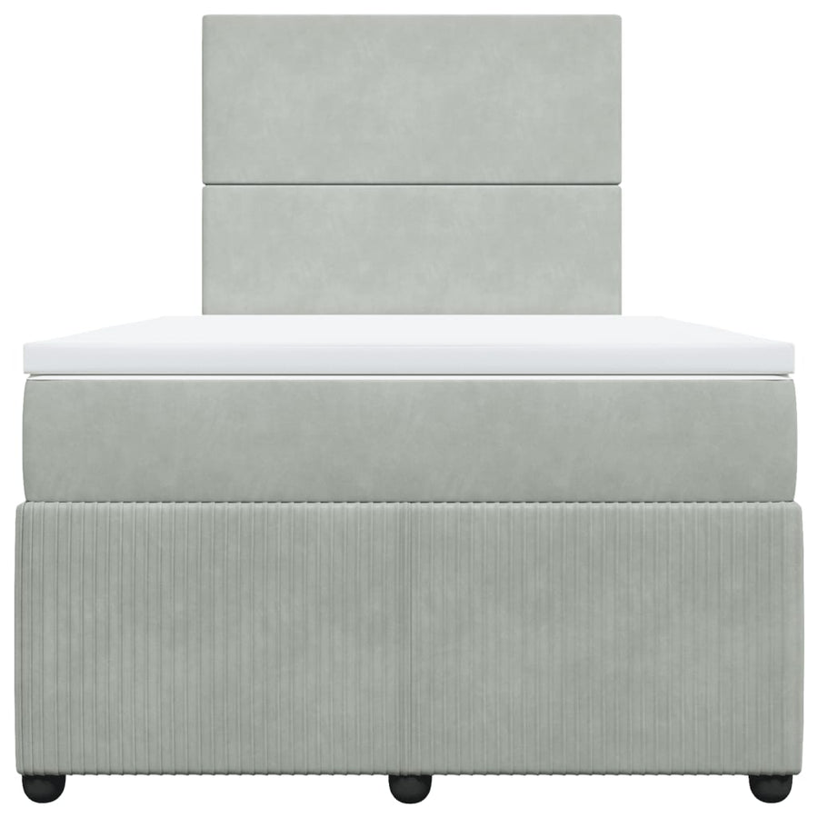 Boxspring met matras fluweel lichtgrijs 120x200 cm