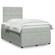 Box spring with mattress velvet light gray 120x200 cm