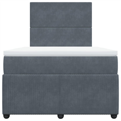 Boxspring met matras fluweel donkergrijs 120x200 cm