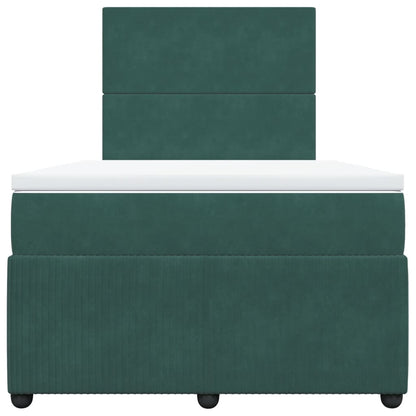 Boxspring met matras fluweel donkergroen 120x200 cm