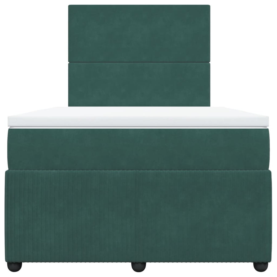Boxspring met matras fluweel donkergroen 120x200 cm