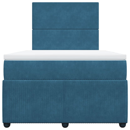 Boxspring met matras fluweel donkerblauw 120x200 cm