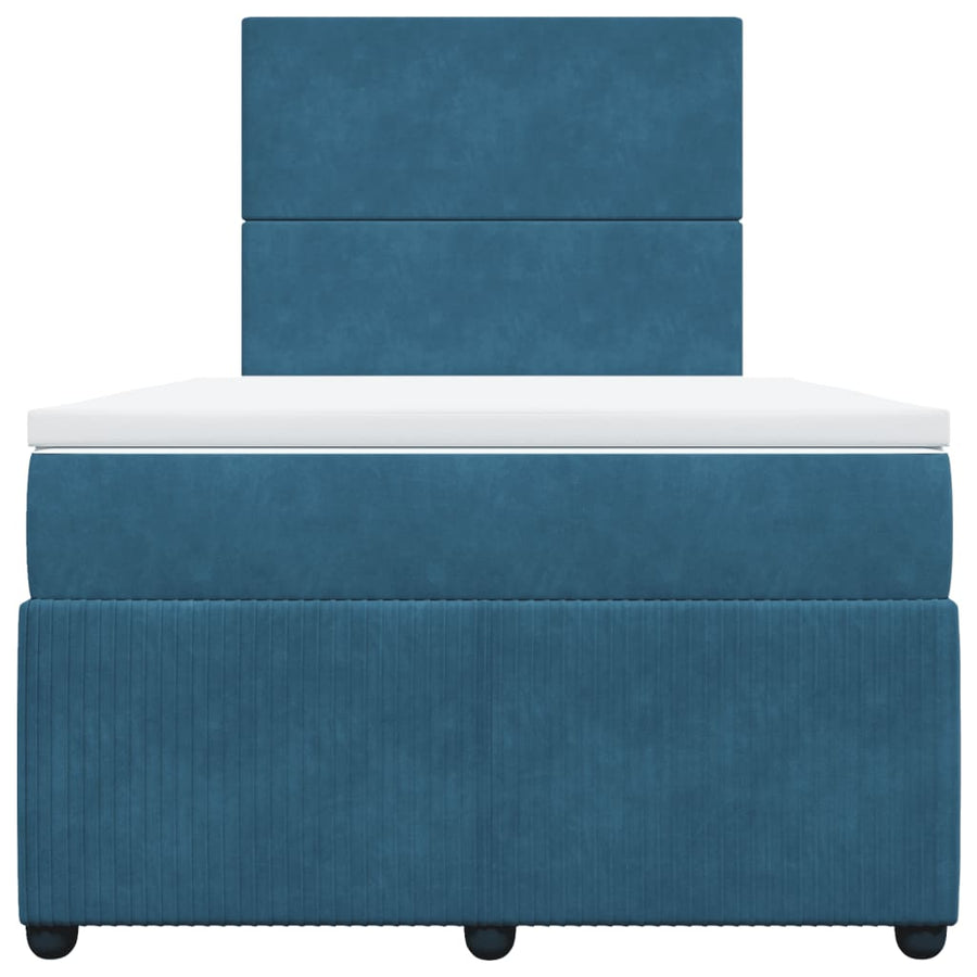 Boxspring met matras fluweel donkerblauw 120x200 cm