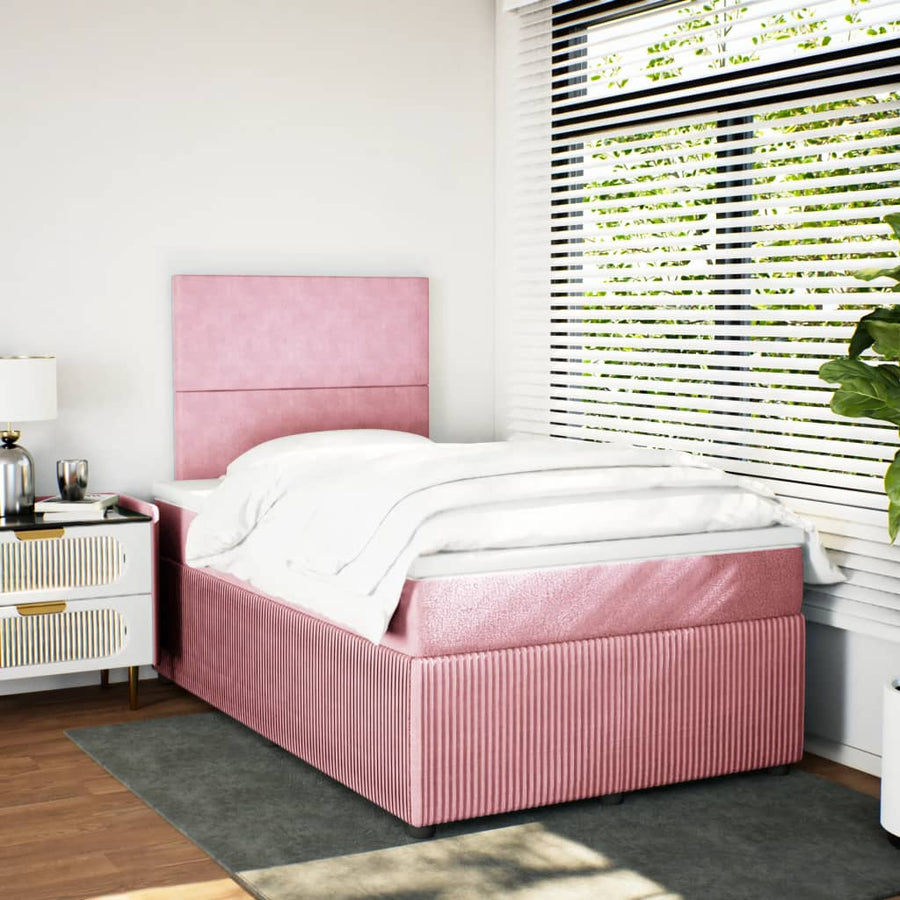 Boxspring met matras fluweel roze 120x200 cm