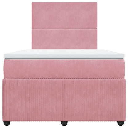 Boxspring met matras fluweel roze 120x200 cm