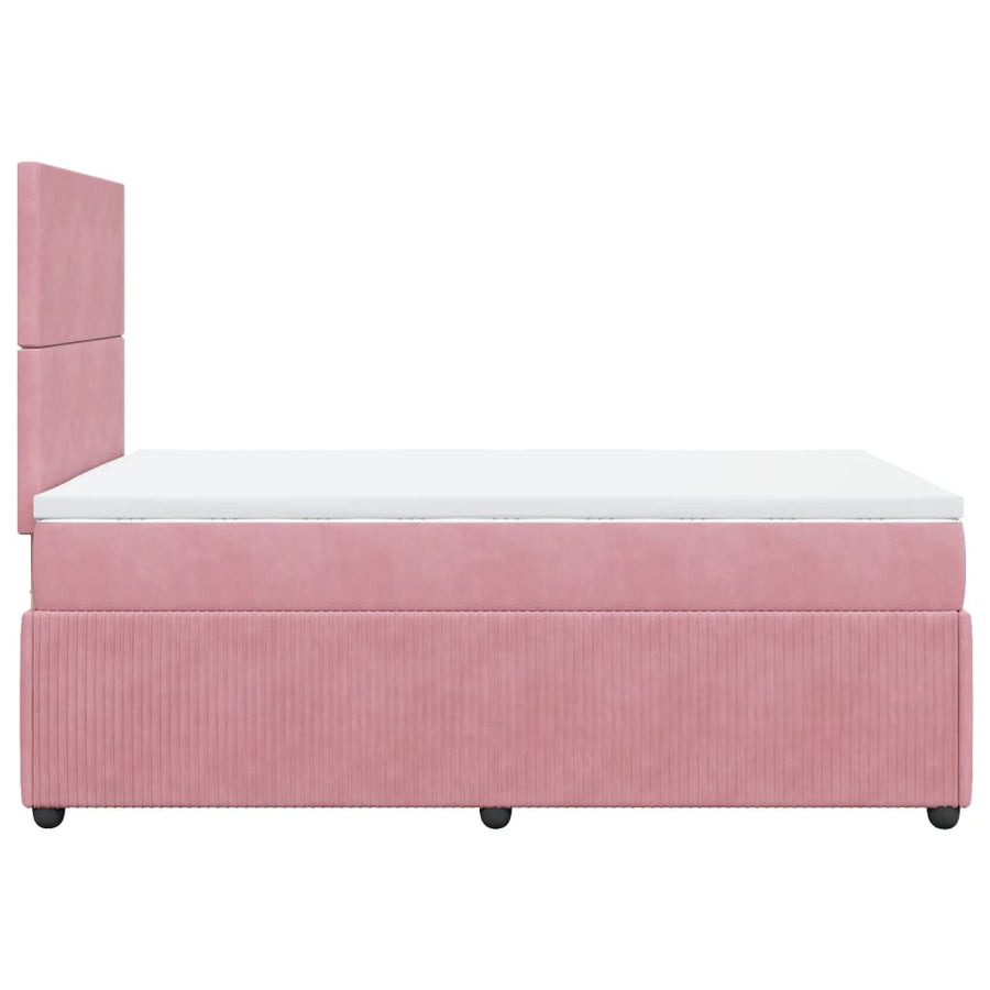 Boxspring met matras fluweel roze 120x200 cm