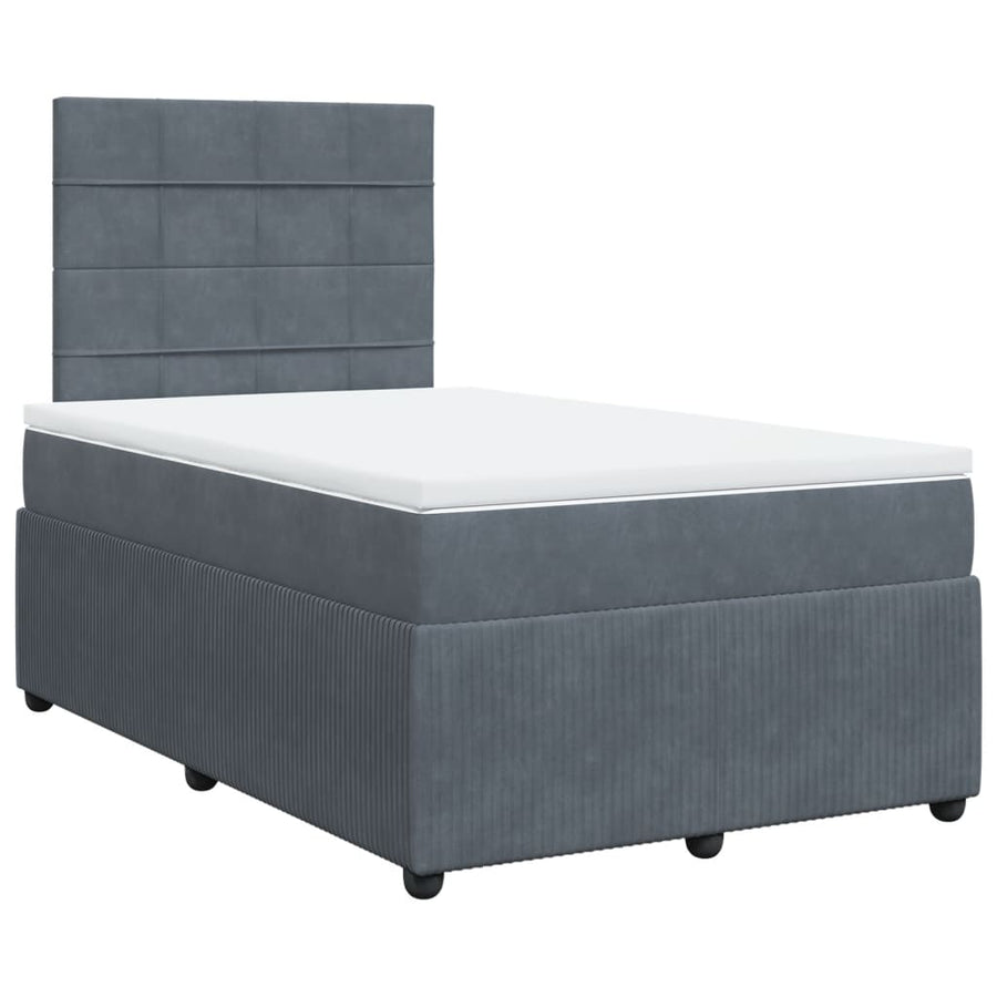 Boxspring met matras fluweel donkergrijs 120x200 cm