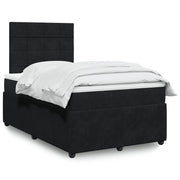 Velvet Black Box Spring Bed with Mattress 120x200 cm