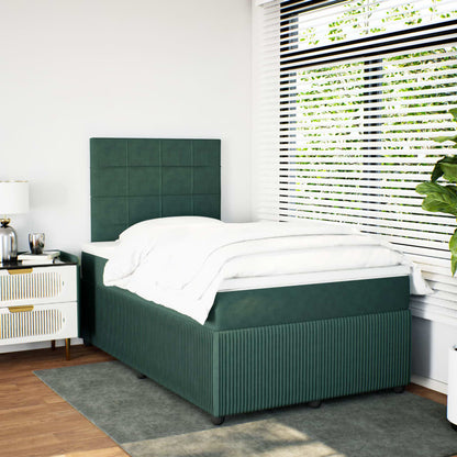 Boxspring met matras fluweel donkergroen 120x200 cm