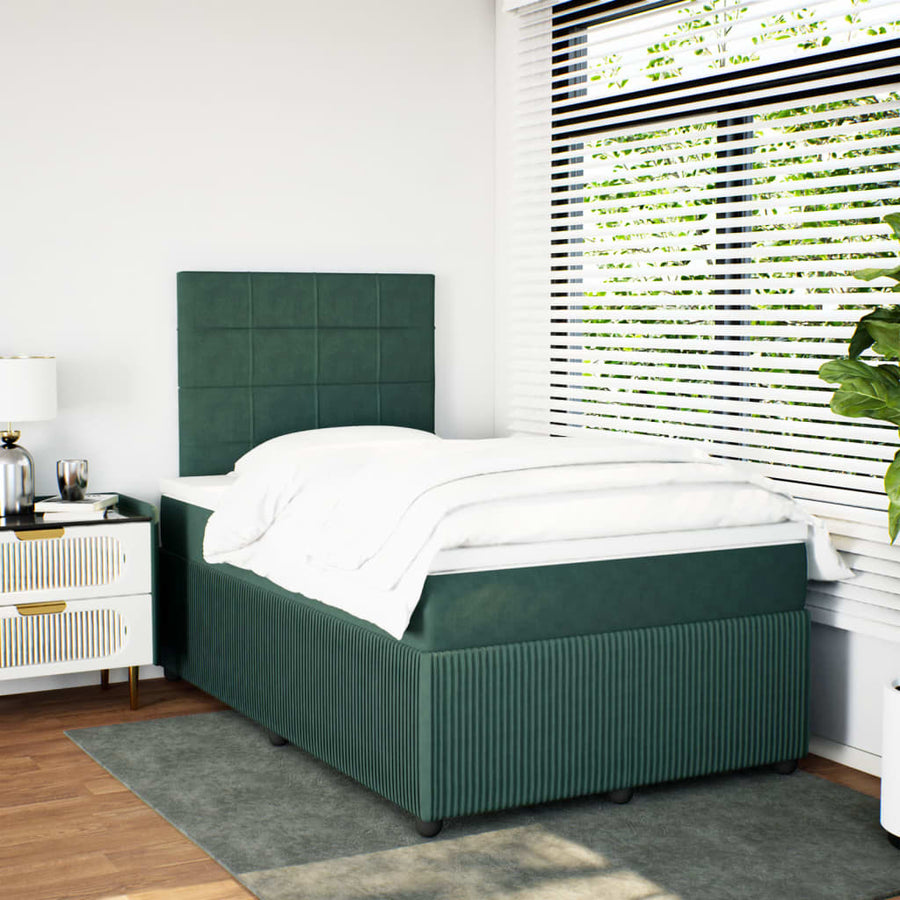 Boxspring met matras fluweel donkergroen 120x200 cm