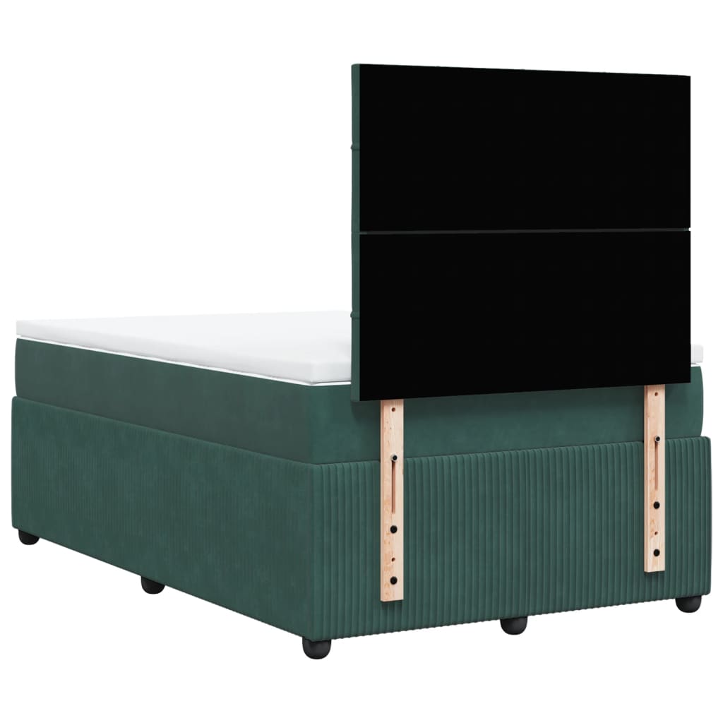 Boxspring met matras fluweel donkergroen 120x200 cm