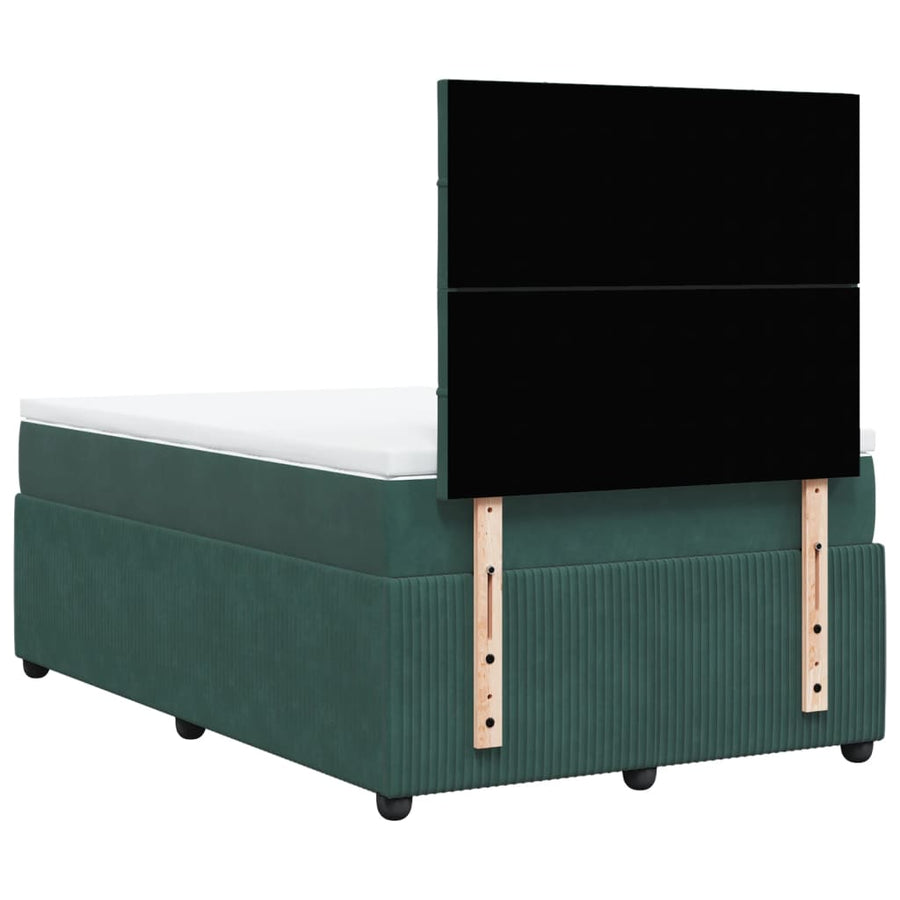 Boxspring met matras fluweel donkergroen 120x200 cm