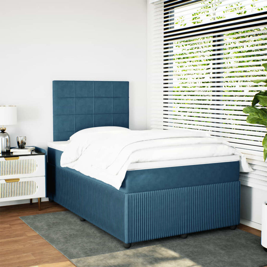 Boxspring met matras fluweel donkerblauw 120x200 cm
