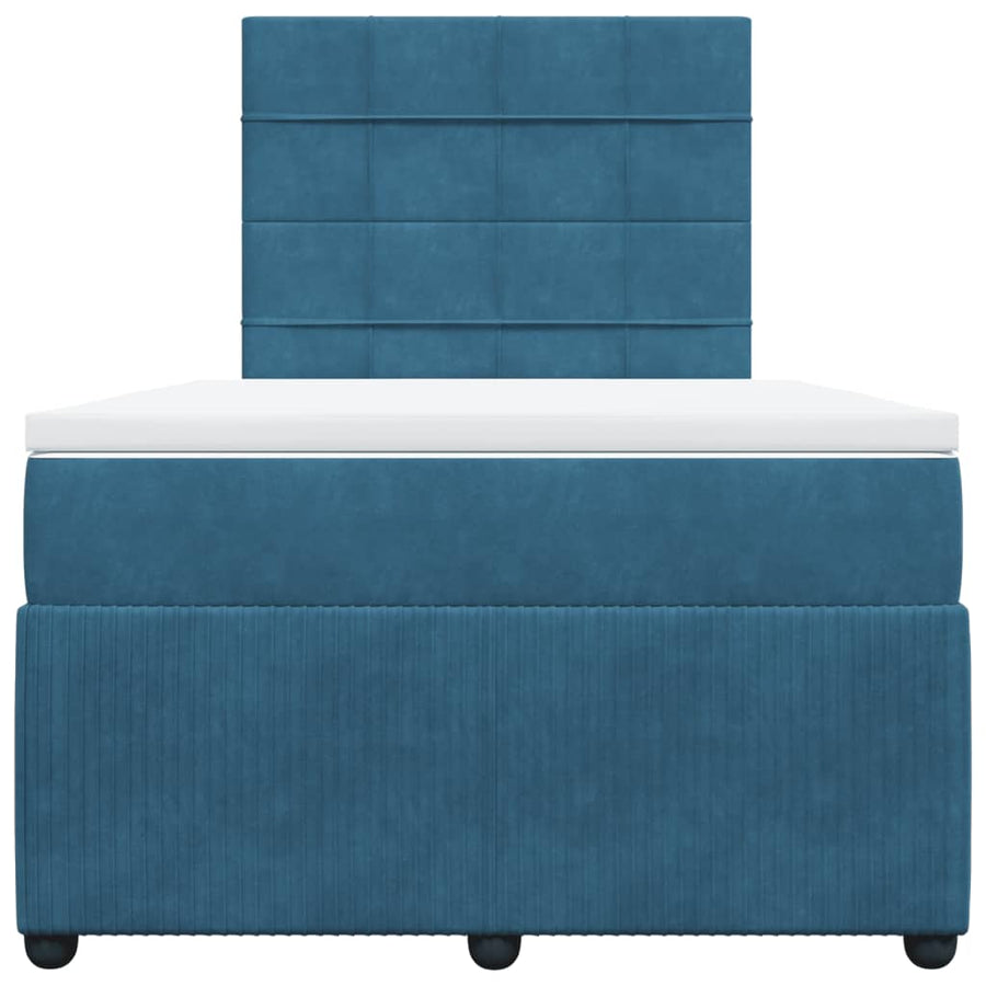 Boxspring met matras fluweel donkerblauw 120x200 cm