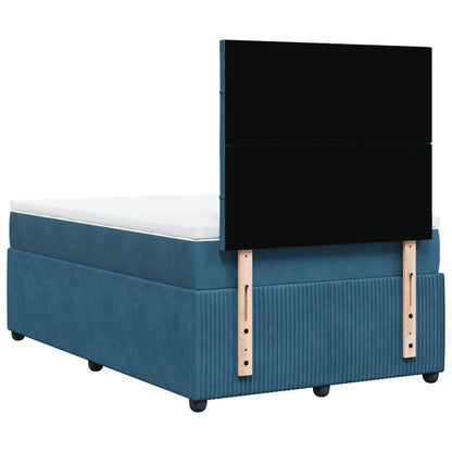 Boxspring met matras fluweel donkerblauw 120x200 cm