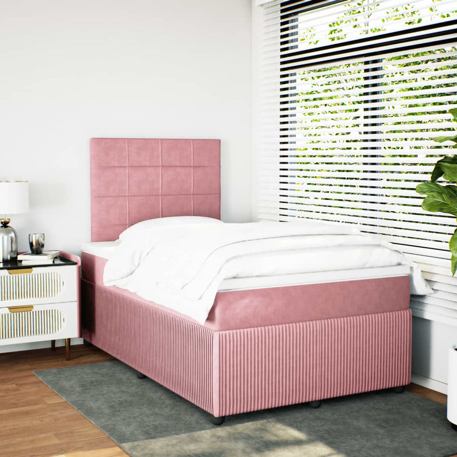 Boxspring met matras fluweel roze 120x200 cm