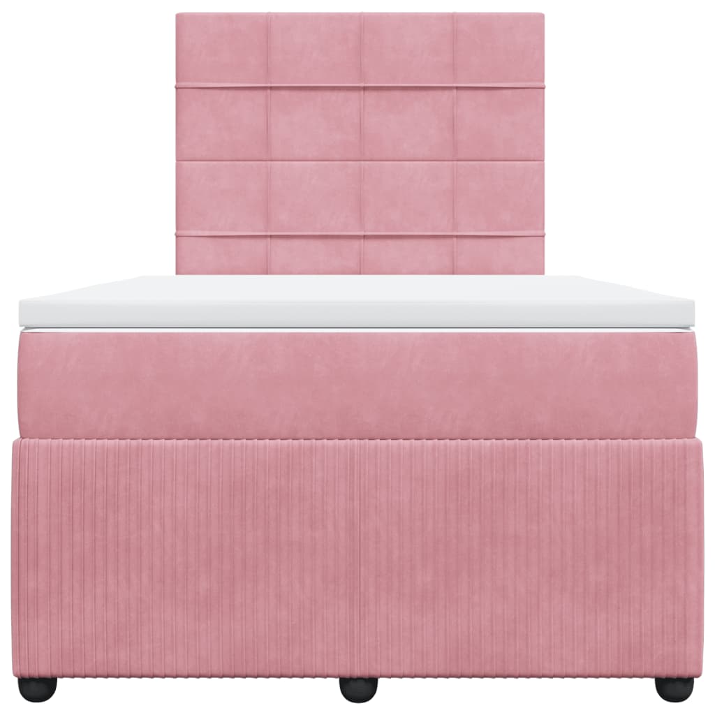 Boxspring met matras fluweel roze 120x200 cm