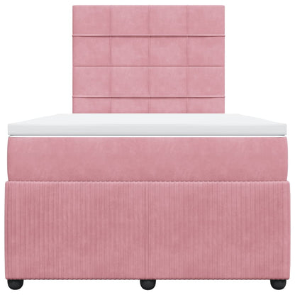 Boxspring met matras fluweel roze 120x200 cm