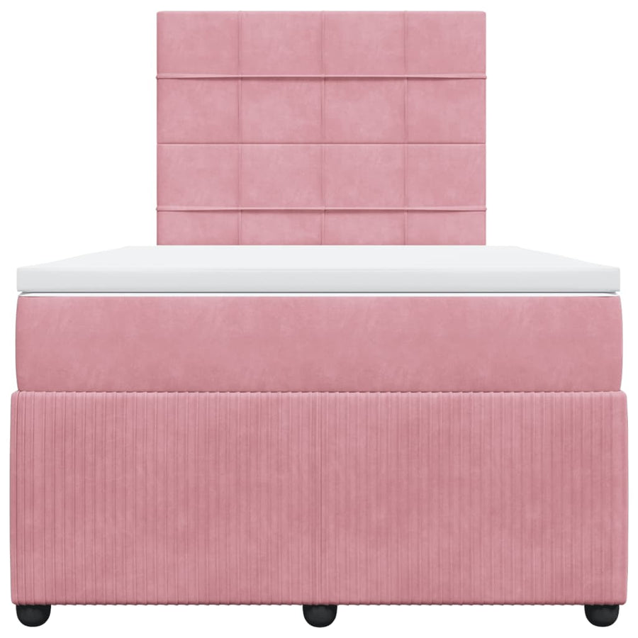 Boxspring met matras fluweel roze 120x200 cm