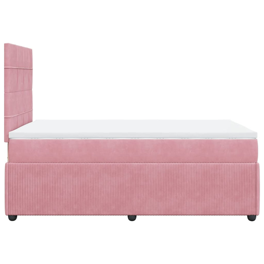 Boxspring met matras fluweel roze 120x200 cm