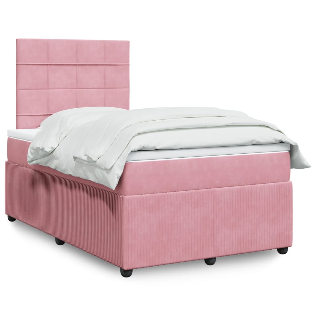 Boxspring met matras fluweel roze 120x200 cm