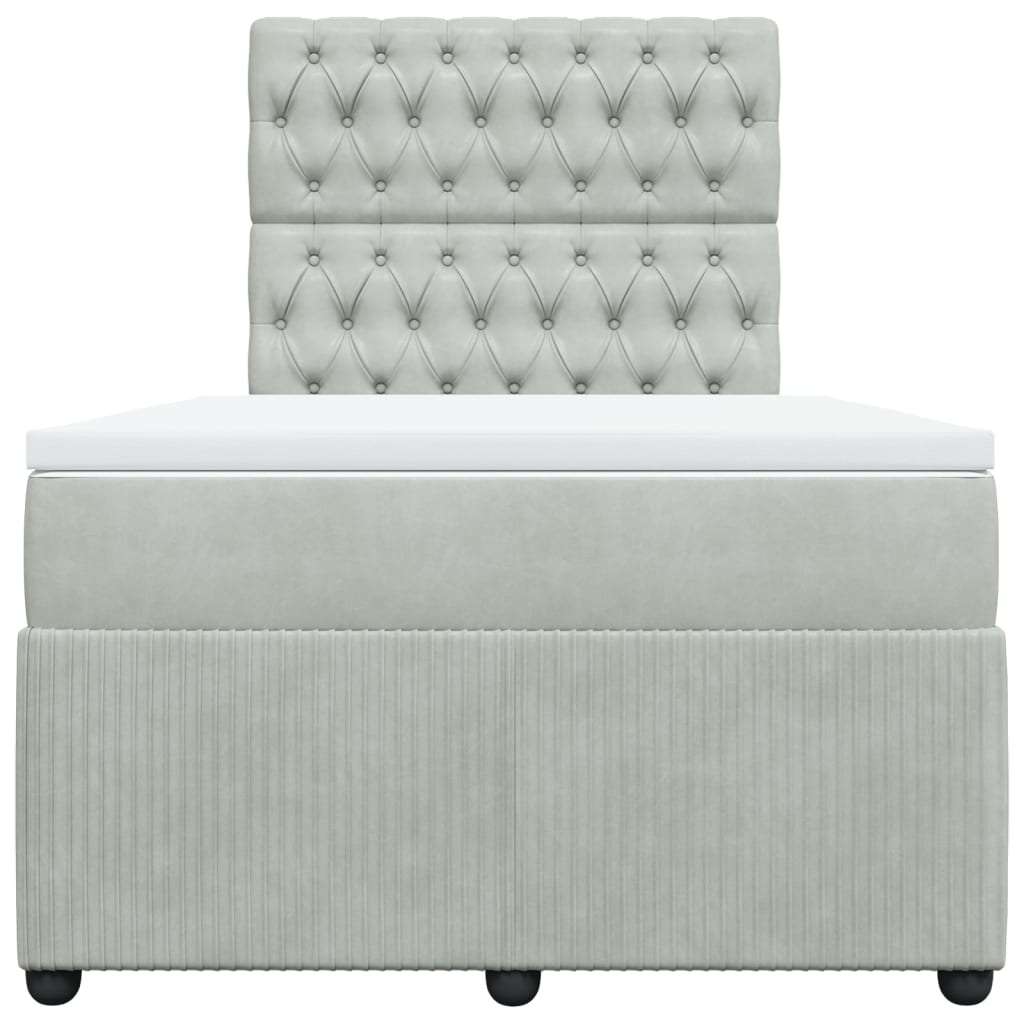 Boxspring met matras fluweel lichtgrijs 120x200 cm