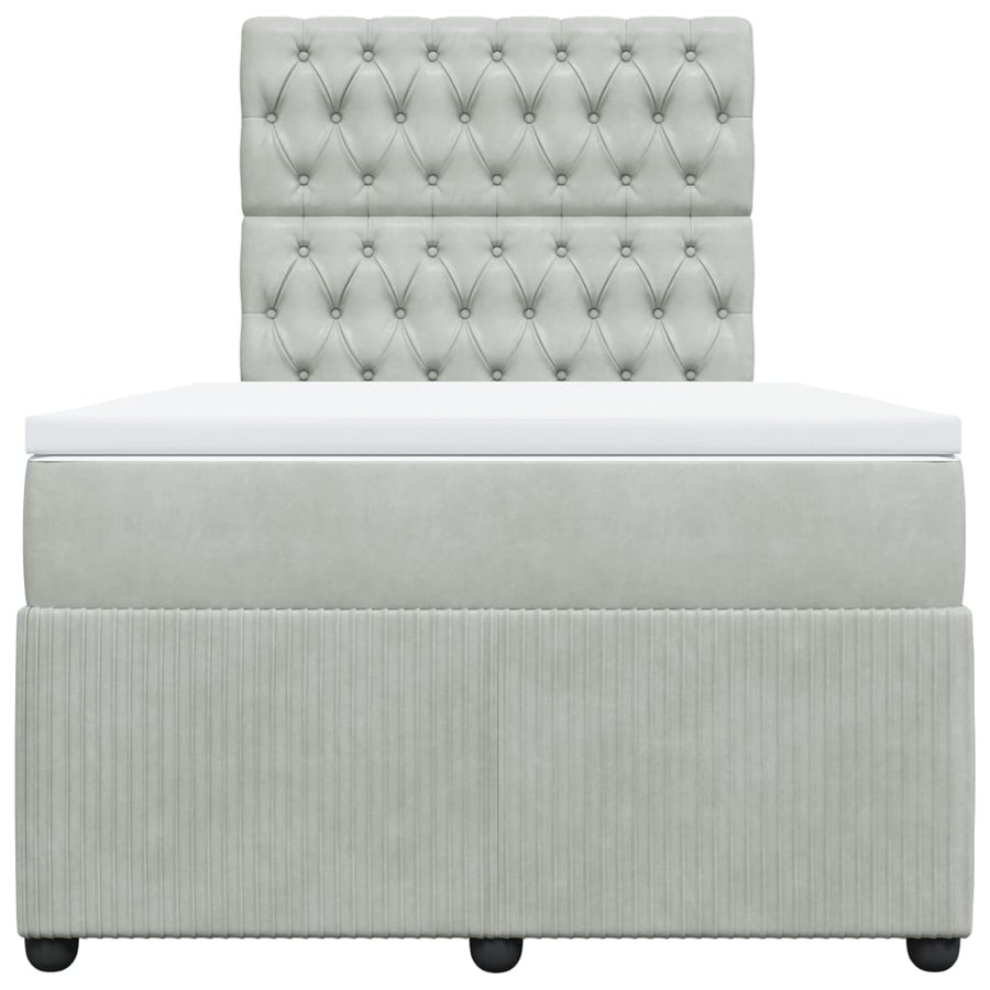 Boxspring met matras fluweel lichtgrijs 120x200 cm
